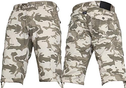 Von Denim Mens Boys Cargo Camo Combat Denim Summer Camouflage Half Knee Shorts King Big Sizes