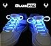 GlowPRO LED Shoelaces - Glow in the Dark Dazzling Neon Rainbow Colors are Cool Fun for Disco Party Cosplay and Hiphop Dance Raves. Flashing Lights for High Visibility Night Safety Biking - BLUE