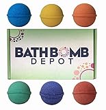 6 Bath Bomb Set by Bath Bomb Depot: 5.25 ounce Aromatic Bath Balls for Kids and Adults, Large Bath Bombs, USA Made Assorted Scent Moisturizing Spa Bathbombs, Non-Staining Bath Fizzies