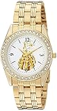 DISNEY Women's Princess Belle Analog-Quartz Watch with Stainless-Steel Strap, Gold, 20 (Model: WDS000239)