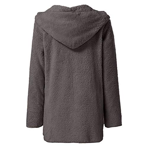 Womens Hooded Coats Duseedik Long Sleeve Winter Warm Hoodie Outwear Casual Pea Coats Plus Size Down Jackets Gray - Thumbnail 6