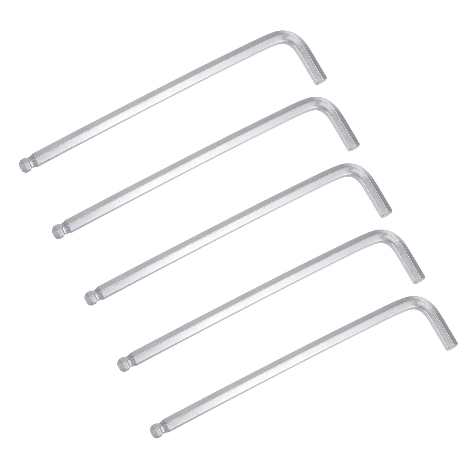 Unifizz 5/16" Ball End Hex Key Wrench, L Shaped Long Arm 40Cr Allen Wrench Repairing Tool, SAE 5 Pcs