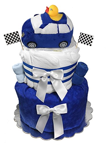 Baby Shower Gift - Diaper Cake for a Boy - Racecar Centerpiece