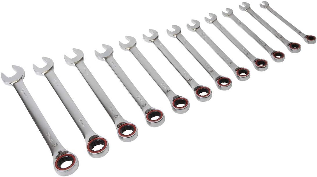 Sealey AK63944 12pc Reversible Combination Ratchet Spanner Set, Chrome