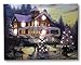 BANBERRY DESIGNS LED Wall Art - Christmas Lighted Canvas Print - Winter Scene Wall Art with a Victorian House in a Snowy Setting - Lights in the Christmas Trees Light Up - 16