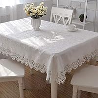 Seasonfall White Lace Tablecloth Embroidery Table Cloths Cover Hollow Top Decooration (White, Rectangle-59 x106)