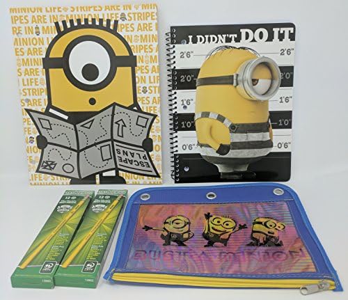 Minions Back To School Bundle - Notebook, Folder, Pencil Holder and pencils