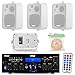 Pyle PDA6BU 200-Watt 2-Channel Digital USB/AUX FM Radio Stereo Amplifier Receiver, Bundle Combo With 4x Enrock EKMR408W 4″ Inch 200-Watt 3-Way White Box Speakers, 50 Feet 18-Gauge Speaker Wirethumb 1