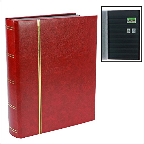 Stamp Album Stockbook PREMIUM - 64 Black Pages - Burgundy