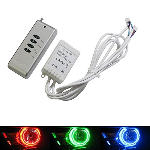 iJDMTOY 48W High Capacity 4-Output RGB Radio Frequency Wireless Remote Control w/ Strobe Solid Lighting Features For RGB LED Applications Such As RGB Halo Rings, RGB LED Strips, etc