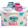 Baby Shoes Cake Topper with Boy or Girl Sign for Baby Shower Gender Reveal