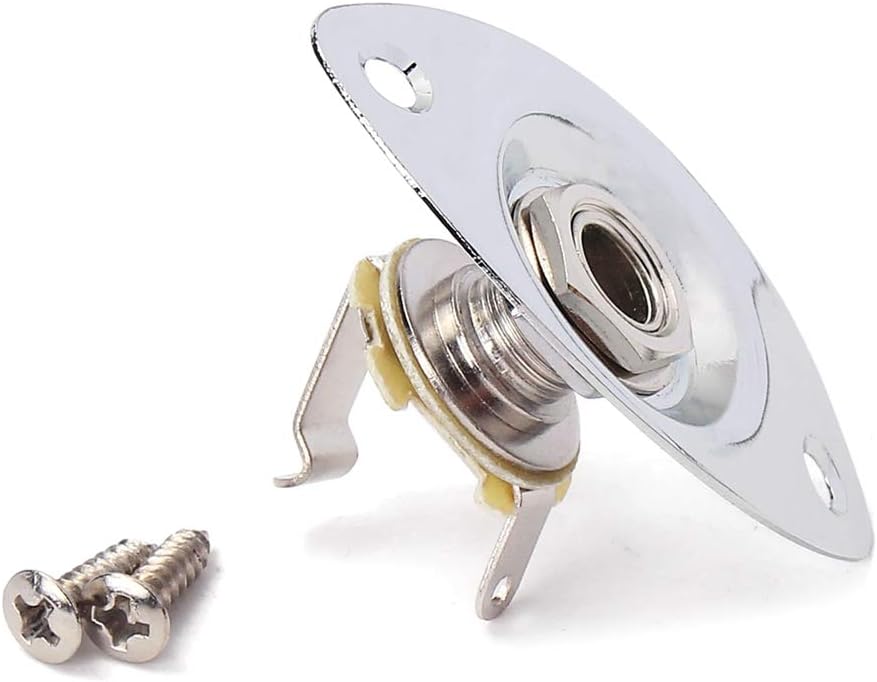 SUPVOX Chrome Socket 1/4 Inch Silver Oval Guitar Jack Input with Mounting Screws for Electric Guitar and Bass Accessories - Image 5
