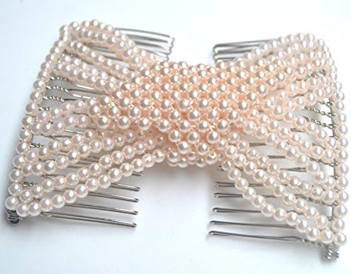 Casualfashion Unique Design 8 Colors EZ Stretching Double Combs Beaded Hair Clips Fabulous Hairstyles Instantly for Women Girls (Light Champagne)