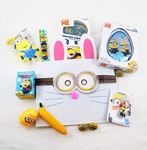 Despicable Me Minions Easter Bunny Candy and Toy Gift Basket with Chocolate Egg