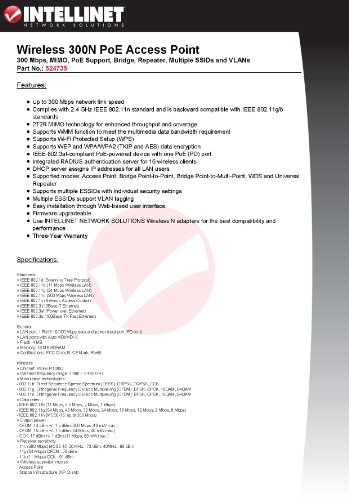 Intellinet Wireless 300N Access Point with 2X 3dBi Detachable Antenna (524735) - Thumbnail 2