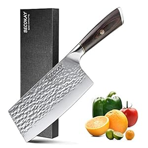 Hakmes Keukenmes Chinees Koksmes 7 Inch Duits High-Carbon Roestvrijstalen Hakmes Mes met Scherp Mes en Full-Tang…
