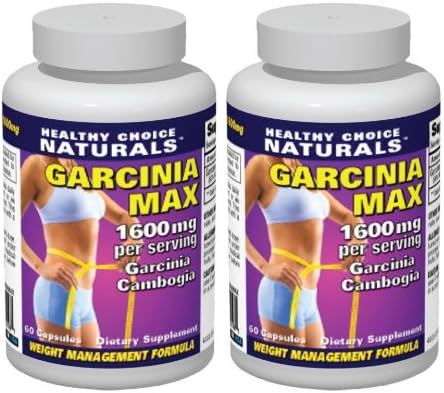 Garcinia Cambogia Max Natural Weight Loss Supplement 1600mg per Serving-Maximum Strength Formula (2 Bottles/120 Capsules)