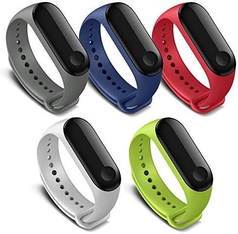 WaahWaah Silicon Fitness Band Sport Watch Wrist Strap Silicone Fully Flexible Band Mix Compatible with Xiaomi Mi 3 & Free One Charging Cable (5 Pack, Mix Color)