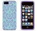DandyCase 2in1 Hybrid High Impact Hard Sea Green Flower Pattern + Purple Silicone Case Cover For Apple iPhone 5S & iPhone 5 (not 5C) + DandyCase Screen Cleaner