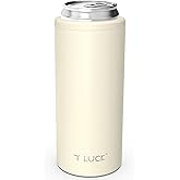 TILUCK Skinny Can Cooler for Slim Beer & Hard Seltzer, Stainless Steel, Doucle-Walled Stainless Steel Insulated Slim Cans, Standard 12 oz (Frosted Beige)