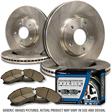 (F+R Full Kit)4 OEM Replacement Extra-Life Heavy Duty Brake Rotors + 8 Semi-Met Pads(Works with Galant)(5lug)-Combo Brake Kit