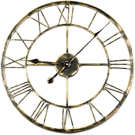 Toright Decro Home Round Iron Metal Wall Clock Gold