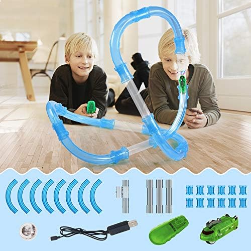 Kuultoy Zip Pipe, 36pc/Pza High-Speed Pipe,Speed Tube with Racing Car, Remote Control Toy and Shiny ball, Creative and Educational Gift for Kids