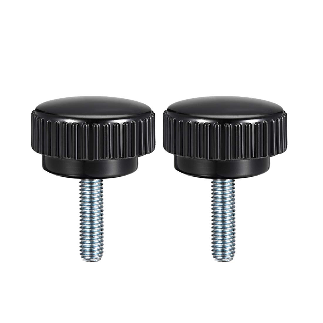 sourcing map 2pcs Knurled Clamping Knobs M8 x 20mm Metric Zinc Plated Carbon Steel Male Thread Thumb Screw on Type 40mm Plastic Round Head Threaded Hand Bolt Stud Knobs Black
