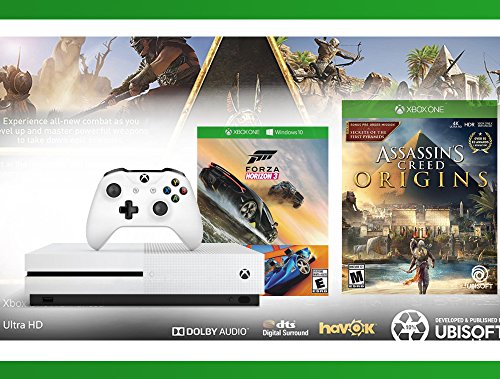 Xbox-One-S-500GB-Console-Forza-Horizon-3-Hot-Wheels-Console-Bundle-Assassins-Creed-Origins-WWE-2K16-Bundle-3-Items