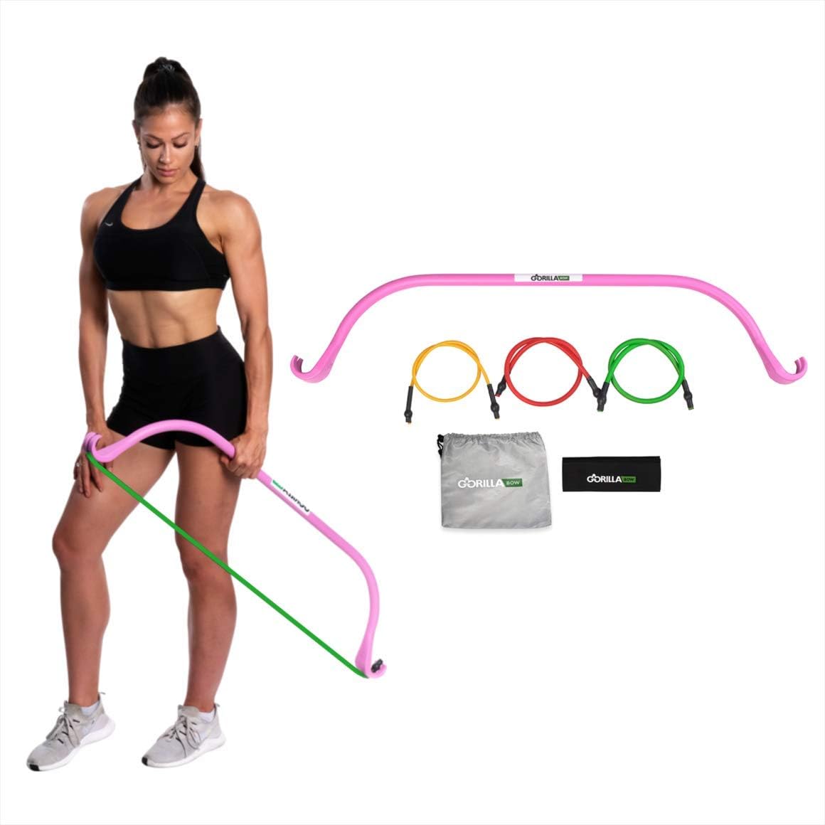 Lite Gorilla Bow Portable Home Gym Resistance Bands and Bar System for Travel, Fitness, Weightlifting and Exercise Kit, Full Body Workout Equipment Set