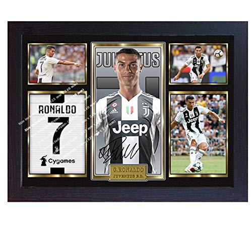 S&E DESING Cristiano Ronaldo Signed Autograph Print Photo Poster Juventus Ronaldo Framed