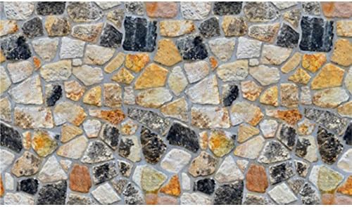HUAJI 3D Retro Style Stone Brick Pattern Wall Decals for Wall Art Sticker Decor Album