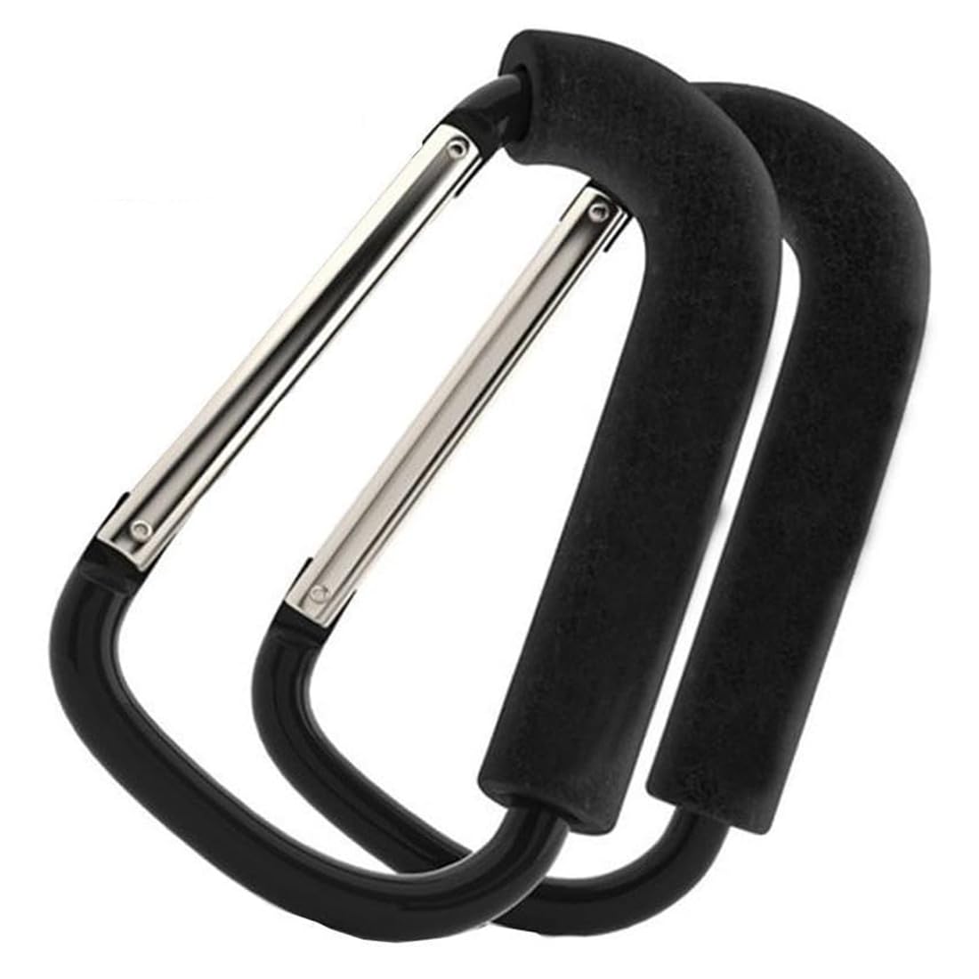 Buggy Clips Pram Hooks Stroller Carabiner,5” Black Pushchair Hook Clip,Universal Large Baby Carriage Stroller Accessories for Hanging Diaper and Shopping Bags (2 Pack)