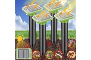 ENERJARY Ultrasonic Mole Repellent Outdoor, 2024 Solar Power Gopher Repellent for Lawn, Waterproof Mole Killer Traps for Garden, Effectively Repels Mole Snake Vole Groundhog（4PCS-Green）