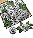 D-Seven Artificial Flowers 30PCS Real Looking Fake Roses with Stem for DIY Wedding Bouquets Centerpieces Party Baby Shower Home Decorations (Silver Gray)