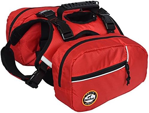 MEIKAI Service Dog vest Harness Dog Saddlebag Backpack Pack with 2 Removable saddle bags for Dog Outdoor Hiking Camping Traveling (S, Red)