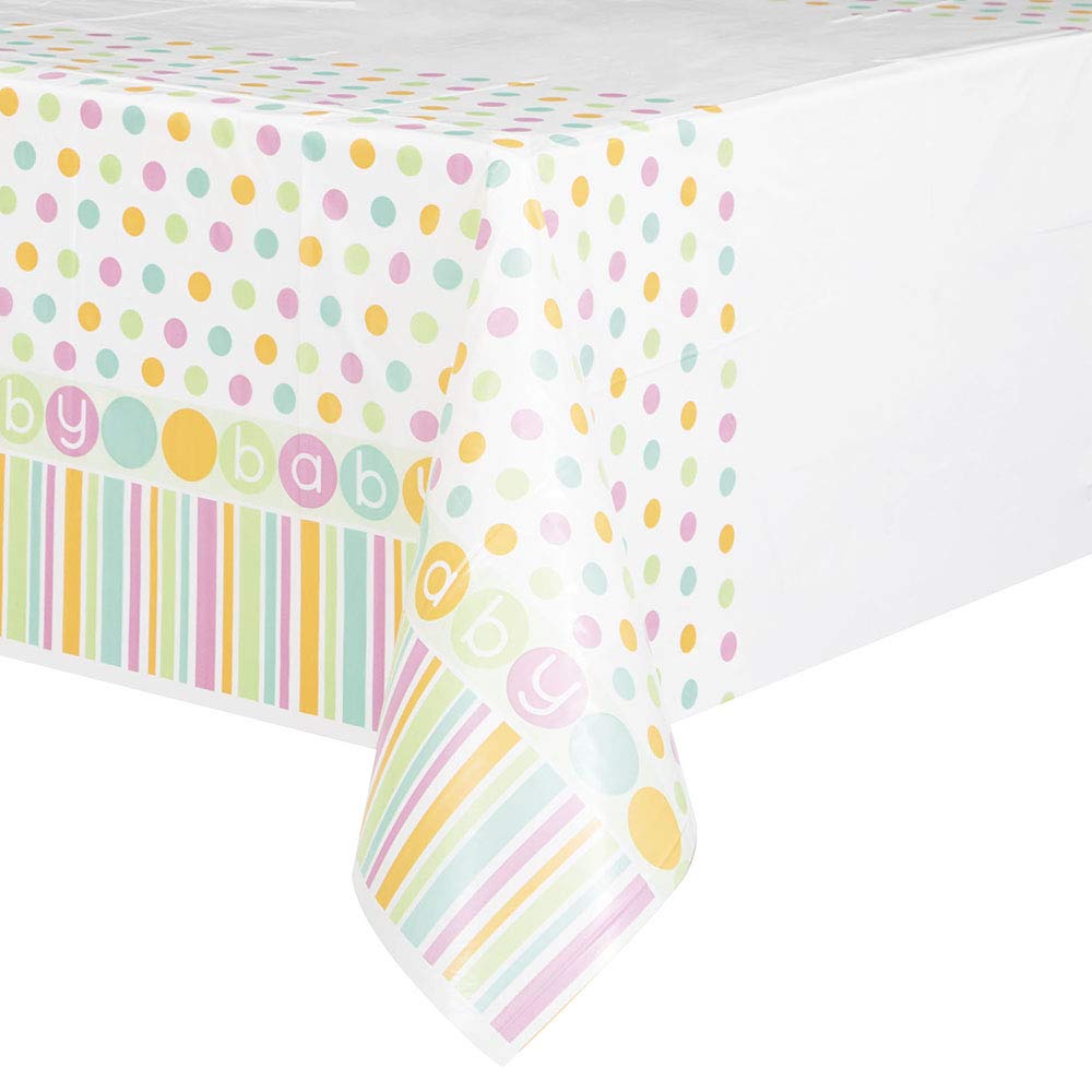 Unique Party 42353 - Pastel Baby Shower Plastic Tablecloth, 7ft x 4.5ft