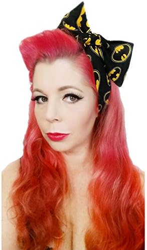 Spellbound Bows Comic Batman Headwrap Bandana Hair Big Bow Tie Black