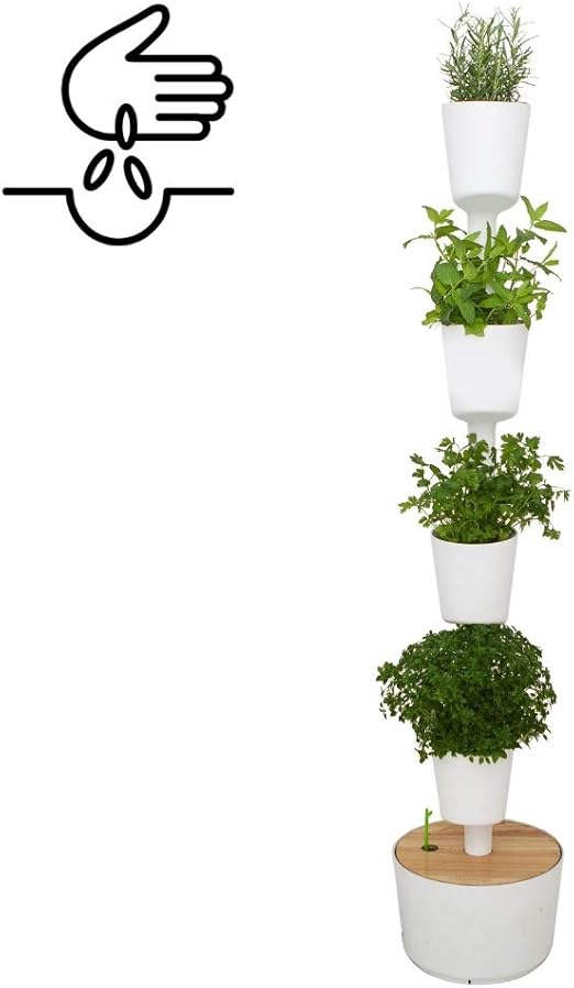 Kit Huerto urbano vertical con autorriego digital, blanco, 4 ...