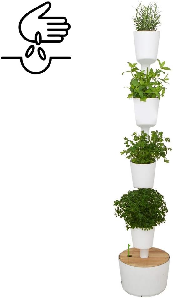 Kit Huerto urbano vertical con autorriego digital, blanco, 4 ...