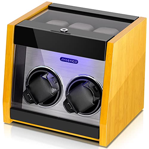 JINS&VICO Watch Winder Made of Premium Bamboo Pattern for 5 Automatic