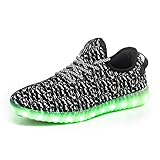 [NEW SIZE VERSION] LeoVera Men's & Women's LED Shoes Luminous Flashing Sneakers LVYZ86-Grey-36