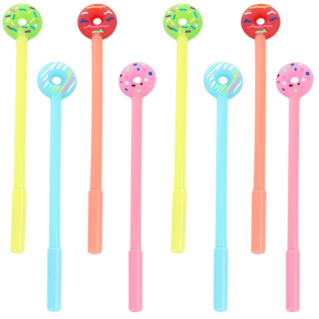 JKJF 8PCS Donuts Rollerball Pens Cute Doughnut Gel Ink Pen Cartoon Candy Color Pen for School Office Stationery Writing Supplies - 0.5mm Black