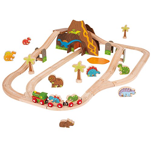 Bigjigs Rail Wooden Dinosaur Railway Set - 49 Pieces