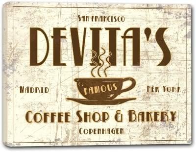 J Edgar Cool DEVITA'S Family Name - MANY DESIGNS AVAILABLE - Coffee Shop &amp; Bakery Gallery Wrapped Canvas Sign 3 SIZES AVAILABLE - 11" x 14"
