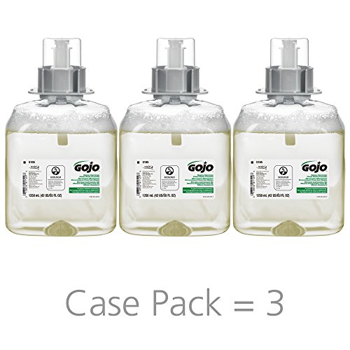 GOJO 516503CT FMX Green Seal Foam Handwash Dispenser Refill, Unscented, 1250mL,3 Pack