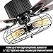 52 Inch Retro Industrial Ceiling Fan with Light 5 Wood Reversible Blade Chandelier Fan Remote Control Iron Cage Pendant Light Fan for Living Room(Bronze + Black)