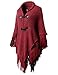 H2H Womens Classic Tassel Poncho Cape Shawls Batwing Knit Sweater Cloak BURGUNDY US ONESIZE/Asia ONESIZE (AWOSWSL01)