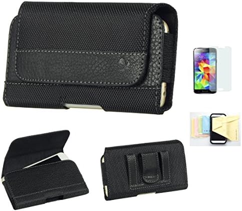 Iphone 7, Premium Pouch Protective Phone Carrying Case with Belt Clip Belt Loops Holster Momiji Cleaning Cloth [Screen Guard] Protector, [Iphone 7] (Black/Nylon)