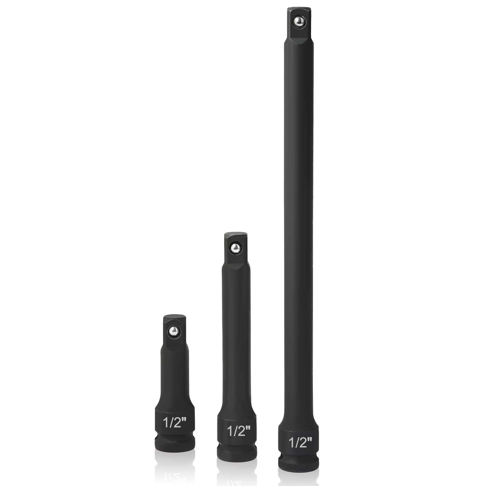 Hakkin Impact Socket Extension Bar Set 1/2” Drive Extensions Socket Tool Extender for Manual Pneumatic Torque Wrench, Electric Wrench, Ratchet Wrench 75mm 125mm 250mm